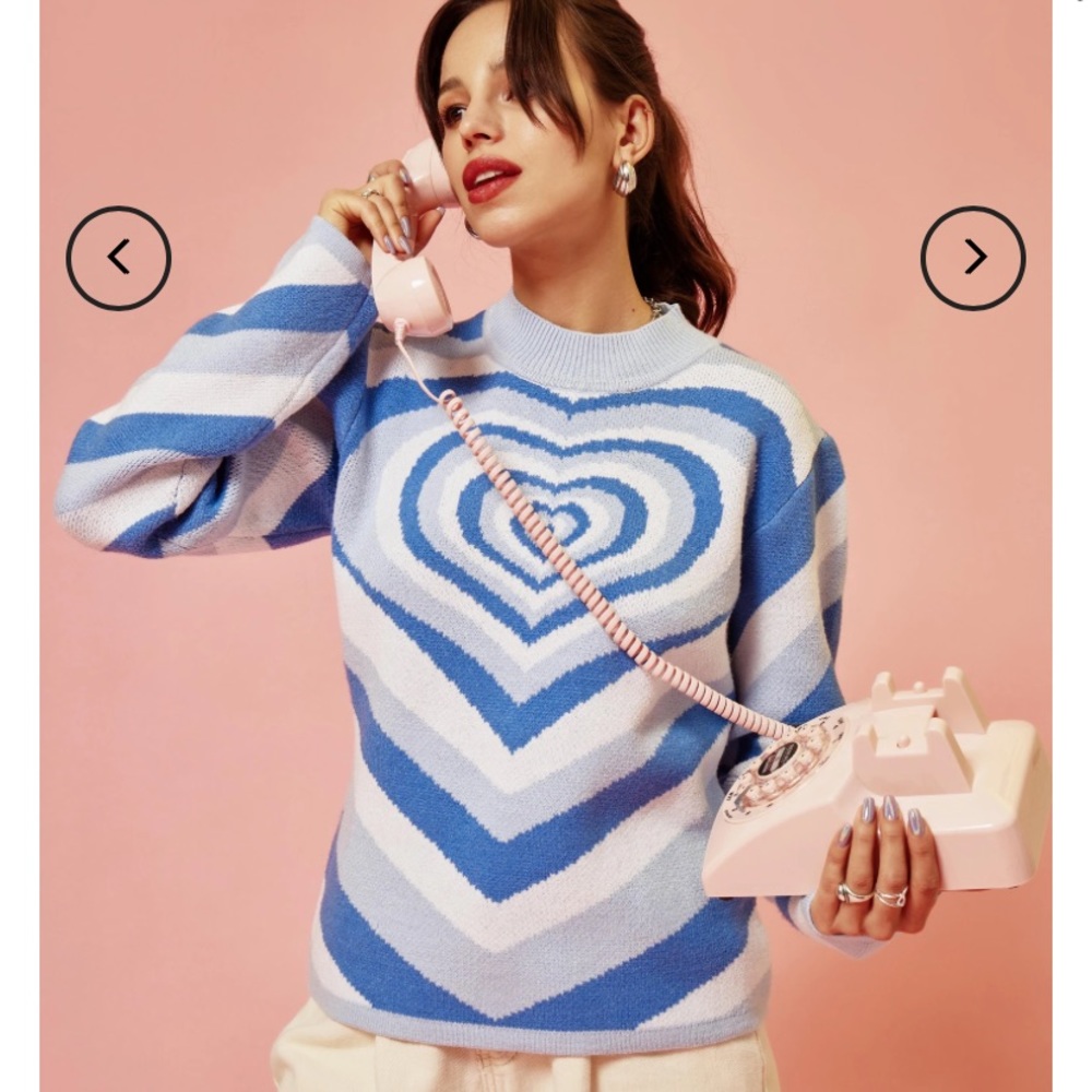 blue heart wave sweater - Picture 1 of 1